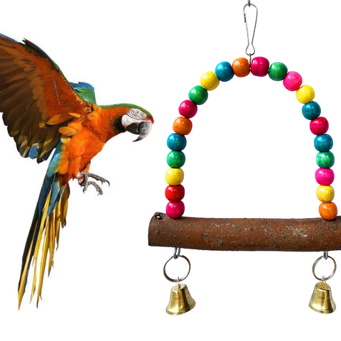 Juguete para Masticar Loros, Juego de 8 Piezas para Pájaros Pequeños y Medianos, Columpio de Tronco, Anillo, Cuerda con Campana, Juguetes para Aves