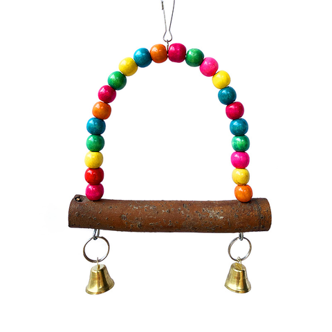 Juguete para Masticar Loros, Juego de 8 Piezas para Pájaros Pequeños y Medianos, Columpio de Tronco, Anillo, Cuerda con Campana, Juguetes para Aves