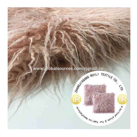 Pink Faux Fake Mongolian Animal Fur Fabric Long Pile