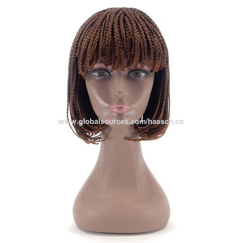 16 Inches Bob Braided Wigs Synthetic 13x4 Lace Frontal Short Afro Braided  Hair