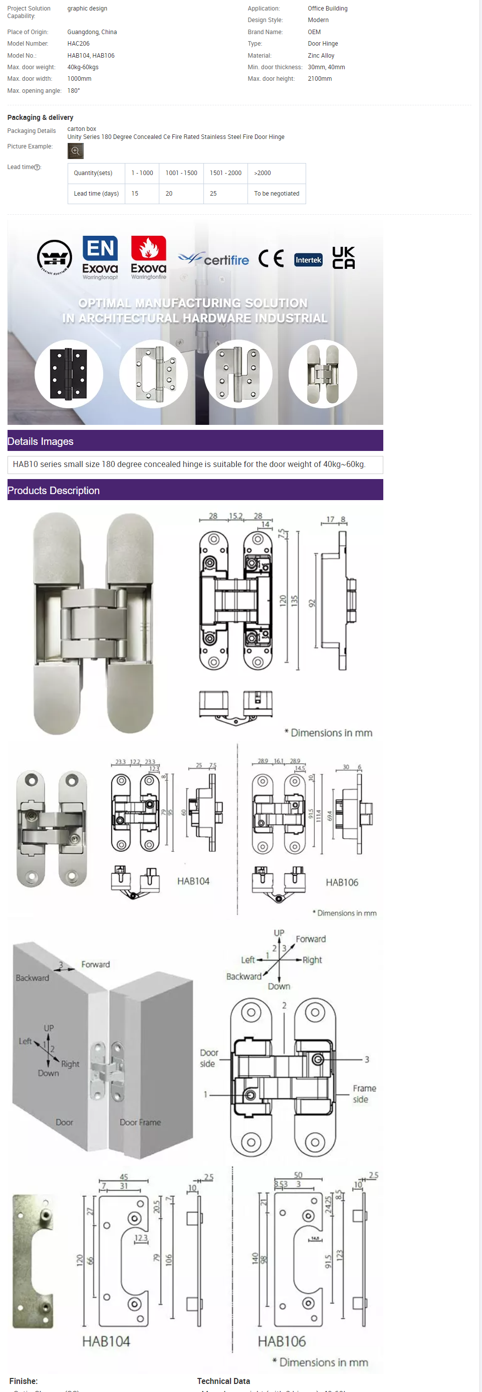 Unity Character Hinge Setup Buy China Wholesale Unity Series 180 Degree Concealed Ce Fire Rated ...