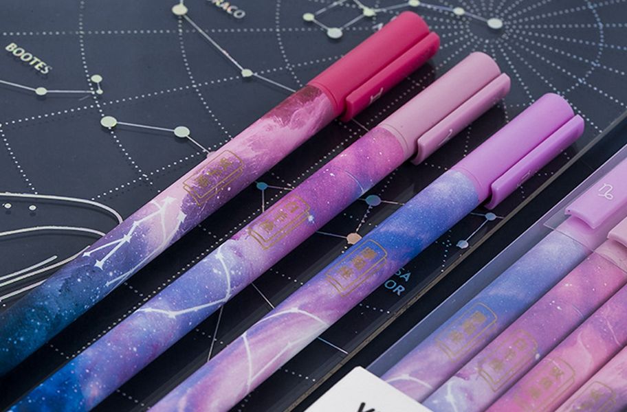 Black Constellation 12 Pcs/set Gel Pens Erasable Pens 0.5mm Black Blue Ink  Office & School Penscute Pens, Sign Pen, Gel Pen, Pens,stationary 