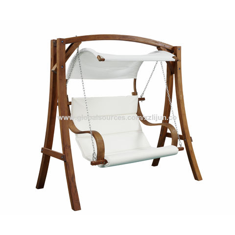Silla colgante de jardín de madera maciza FSC de doble asiento con