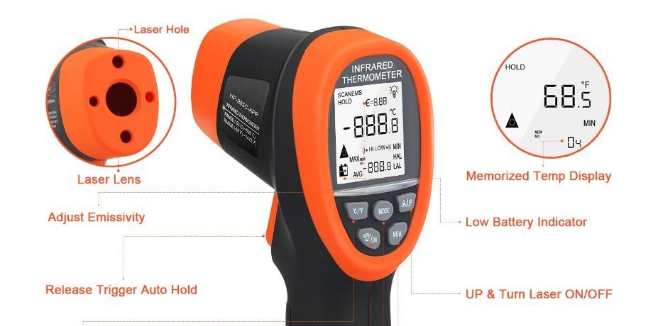 HP-985C-APP IR Infrared Thermometer Handhold -50-800℃