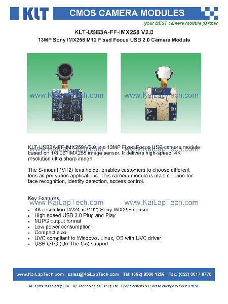 Imx258 Camera Module Buy Wholesale Hong Kong SAR Klt-usb3a-ff-imx258 V2.0 13mp Imx258 M12 ...
