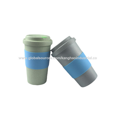 Reusable Coffee Cups With Lids Wheat Straw Portable Coffee Cup