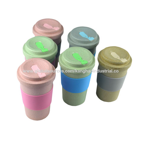 Reusable Coffee Cups With Lids Wheat Straw Portable Coffee Cup