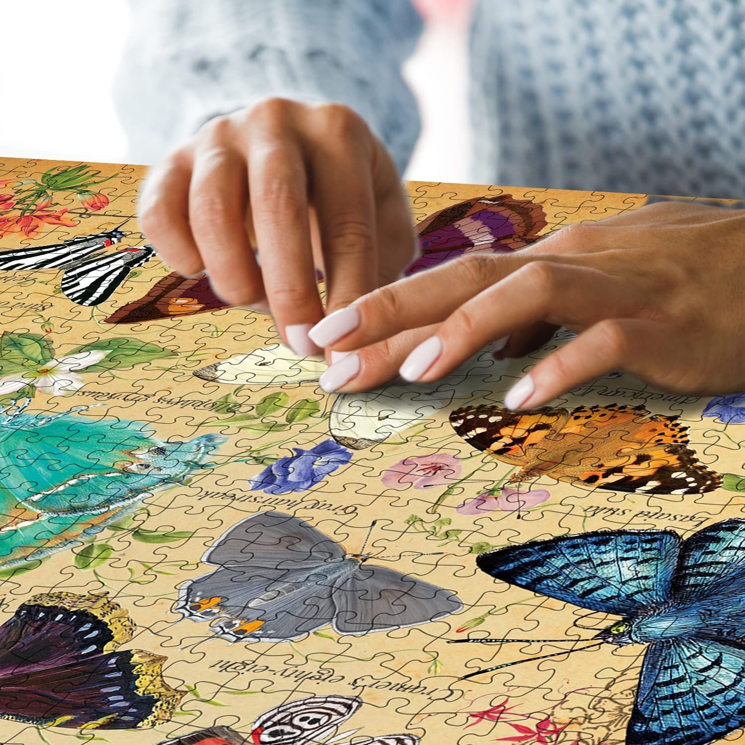 Vintage Butterfly Puzzle For Adults 1000 Piece, Flower Plant