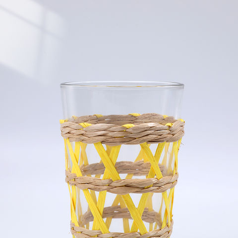 Buy Wholesale China Wholesale Custom Transparent Clear Beer Rattan Cup  Sleeve Wrapped Glass Tumbler Cup Wine Glasses & Glass Tumblers at USD 1.43