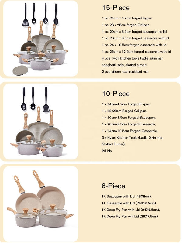 Nonstick Cookware Sets, Pots And Pans Set With Wood Handles, Aluminum Pots  Set - Including Stir Fry Pans With Lid, Frying Pans And Saucepans With Lids  - Temu Germany