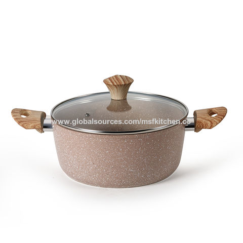 Buy Wholesale China Eco-friendly Aluminium With Wooden Effect Soft Handle  Nonstick Cookware Set Beige 6-piece & Aluminium Cookware Set at USD 21.5