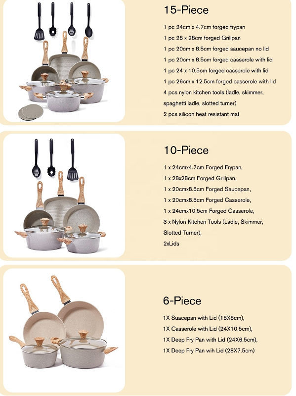 Buy Wholesale China 10-piece Granite/marble Coated Aluminium Cookware Set  Beige & Aluminium Cookware Set at USD 28.5