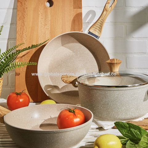 Stainless Steel with Fry Pan Wood Grain Handle Masterclass Premium Cookware  Set - China Cookware Set and Soup Pot price