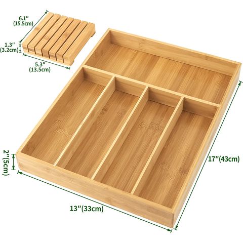 Bandeja Organizador Cajón Cubiertos Bambu 34x28-40cm 555Y27