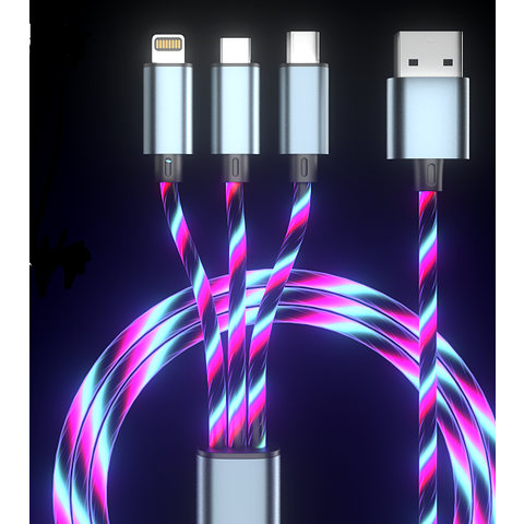 3 In 1 Led Usb Charging Cable For Mobile Phone Smart Streamer
