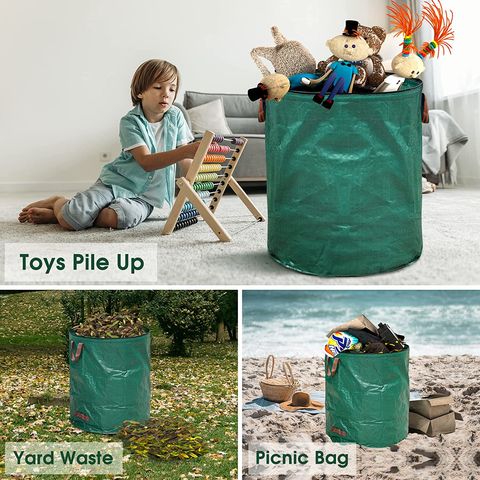 Sac à déchets de jardin 120L, grand sac poubelle robuste avec poignée (5  sacs) Extérieur