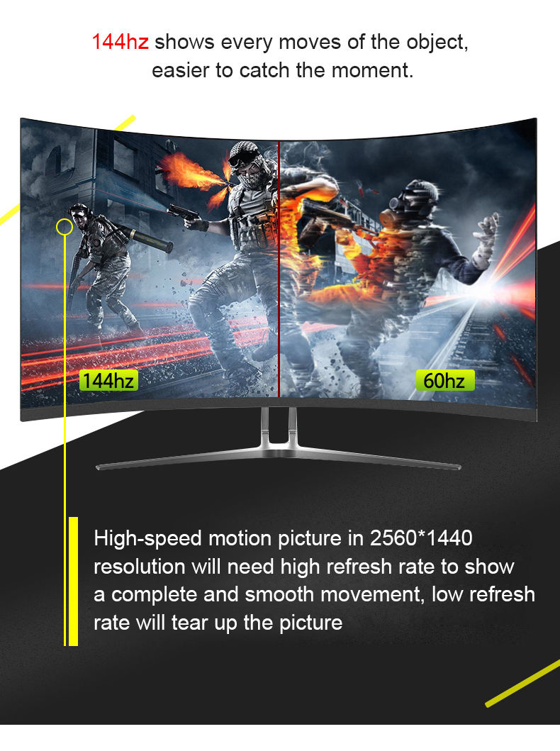 2k 144hz Curved Backlight Gaming Monitor E-sport Competition Computer ...