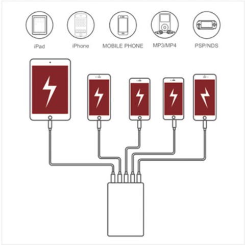 Compre Cargador Usb Múltiple De 6 Puertos 5v 10a De Escritorio y Cargador  Usb Múltiple De 6 Puertos 5v 10a De Escritorio de Hong Kong SAR por 12 USD