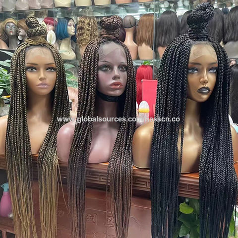 Short Box Braid Wig for Black Women Braided Wigs, Braids Wigs, Front Lace  Wig, Box Braids Lace Front Wig Human Hair Custom Braids Handmade 