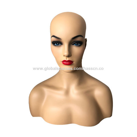 Buy Wholesale China Makeup Realistic Skin Heads Fiberglass Mannequin Head  Bust Wig Female Mannequin Head Brown Mannequin With Shoulders & Mannequin  at USD 36.9