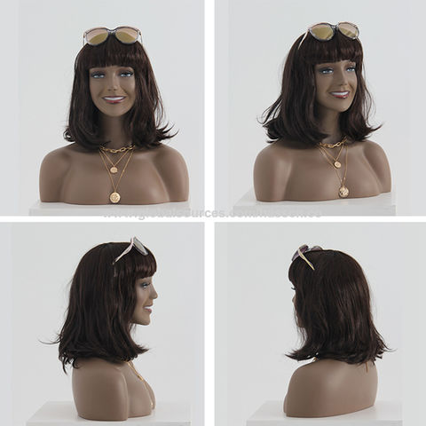 Natural Makeup Mannequin Head With Shoulders Chocolate Color