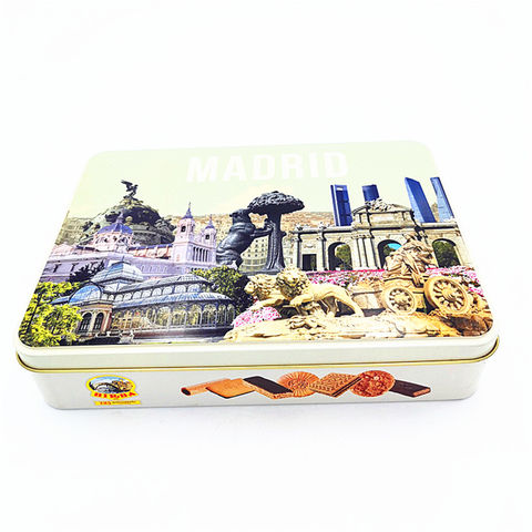 Custom Square Tin Container Metal Cookie Can Box