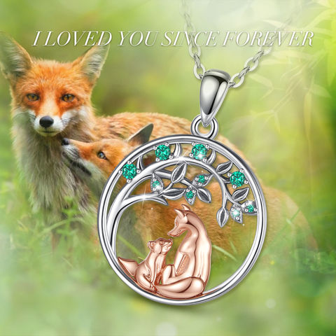 ONEFINITY Two-Tone Fox Necklace Rose Golden Sterling India | Ubuy
