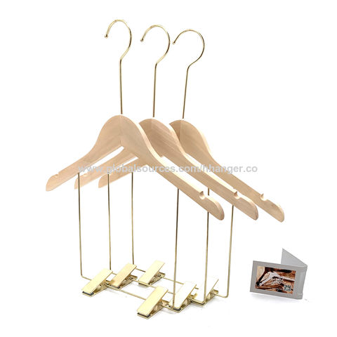 Buy Wholesale China Women/men Wood Hanger Natural Color 445mm With Bar For Coat  Shirt Hanger Clothing Store Hanger & Wooden Hangers at USD 0.35