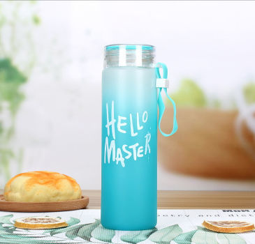 380ml Glass Water Bottle Creative Frosted Cup Pop Up Lid Flower