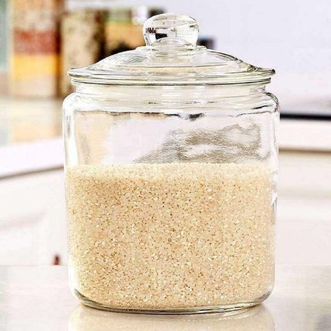 Gran capacidad transparente, recipiente de almacenamiento de vidrio para harina de arroz, recipiente de almacenamiento de vidrio para alimentos de cocina