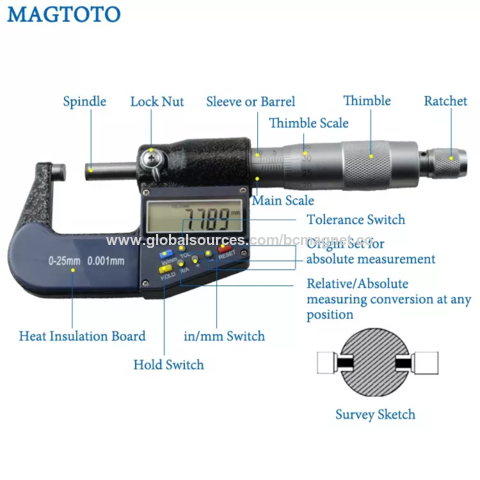 Outils de mesure électronique numérique à l'extérieur d'un micromètre 25 à  50 mm - Chine Outils de mesure d'un micromètre, en dehors d'un micromètre