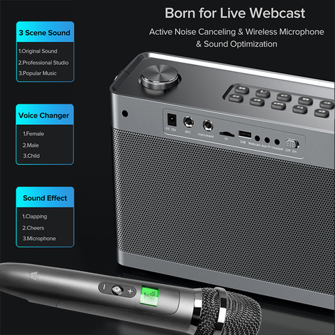Amplificateur vocal Portable Bluetooth 4000mah Haut-parleur rechargeable  pour salle de classe, réunions et extérieur (noir)