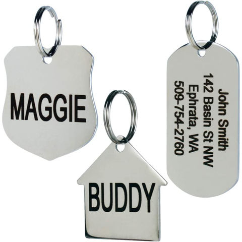 Custom Dog Tags Engraved Stainless Steel Pet ID Cat Tag Name Dog Bone  Collar Tag