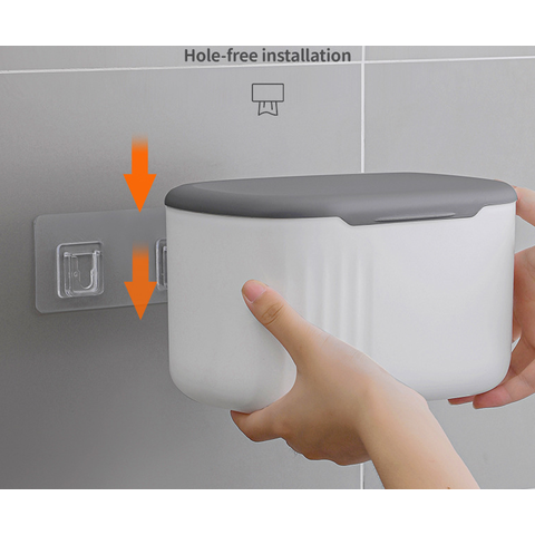 Plastic Toilet Paper Holder, Wall-mounted Perforated Self-adhesive