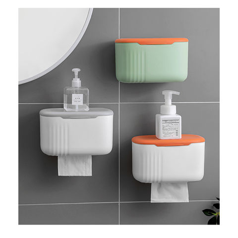 Plastic Toilet Paper Holder, Wall-mounted Perforated Self-adhesive