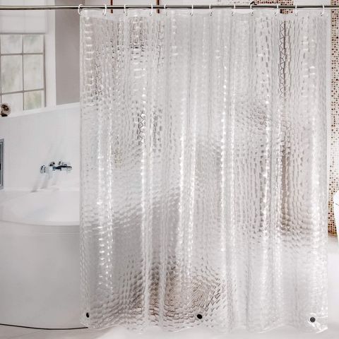 No Hooks Needed Waffle Weave Shower Curtain With Snap In Fabric Liner Set,  Hotel Style With See Through Mesh Top Window Shower Curtains,double Layer,w