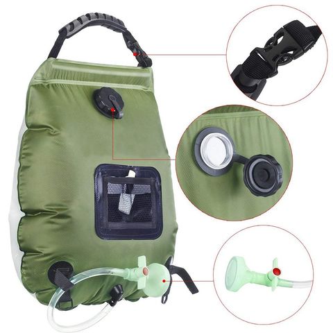 Camping Shower Bag, Solar Heating Portable Shower Bag 40L/10 Gallon Camp  Shower Removable Hose & Switchable Shower Head