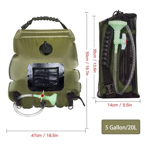 Camping Shower Bag, Solar Heating Portable Shower Bag 40L/10 Gallon Camp  Shower Removable Hose & Switchable Shower Head