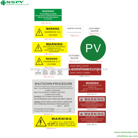 Buy Wholesale China Pv Warning Labels Pv Safety Labels Warning Inverter  Isolator Label & Solar Warning Stickers at USD 3.8