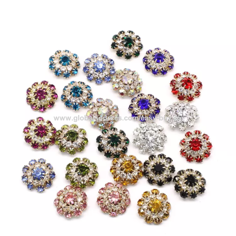 Buy Wholesale China Rhinestone Buttons Custom Flower Diamante Crystal Rhinestone  Buttons For Clothes & Rhinestone Buttons at USD 0.13
