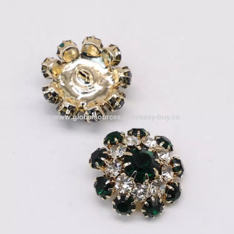 Buy Wholesale China Rhinestone Buttons Custom Flower Diamante