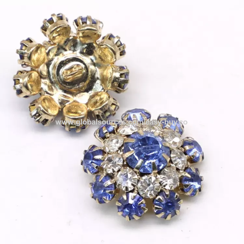Buy Wholesale China Rhinestone Buttons Custom Flower Diamante