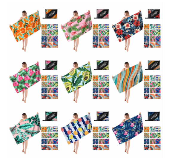 TW5 - Double-Sided Printed Beach Towel - Soft Microfiber - 100x180cm