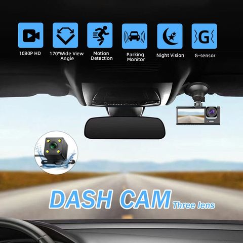 Double Dash Cam Voiture Dvr Caméra 4 Pouces Écran Full Hd 1080p Caméra de Voiture  Avant Et Arrière Enregistreur de Vision Nocturne G Capteur Parking