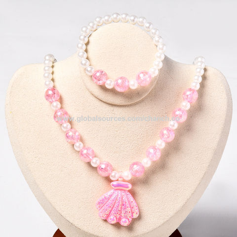 Conjunto de collar y pulsera con perlas de imitación para niñas
