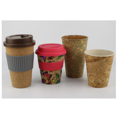 Nouvelle conception de gobelet en plastique écologique avec revêtement en liège - Tasse réutilisable pour boissons froides et chaudes