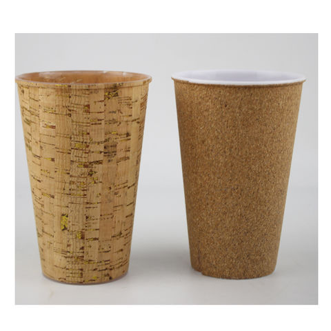 Nouvelle conception de gobelet en plastique écologique avec revêtement en liège - Tasse réutilisable pour boissons froides et chaudes