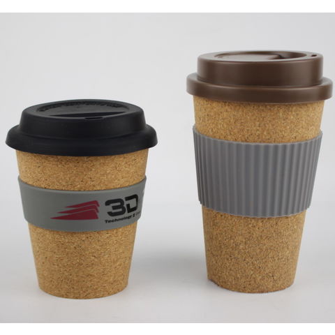 Nouvelle conception de gobelet en plastique écologique avec revêtement en liège - Tasse réutilisable pour boissons froides et chaudes