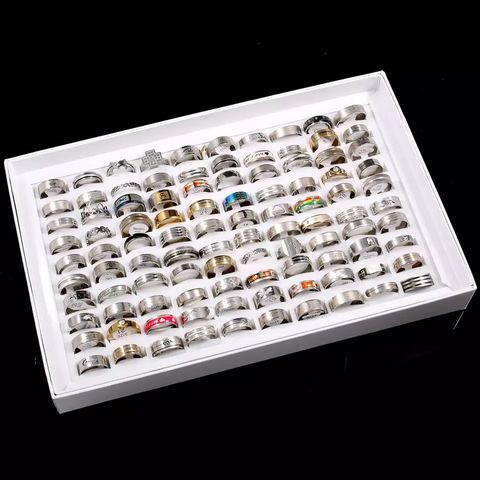¡Venta al por mayor! Anillos baratos de acero inoxidable para hombres y mujeres, joyería para regalos de joyería, lote mixto de anillo