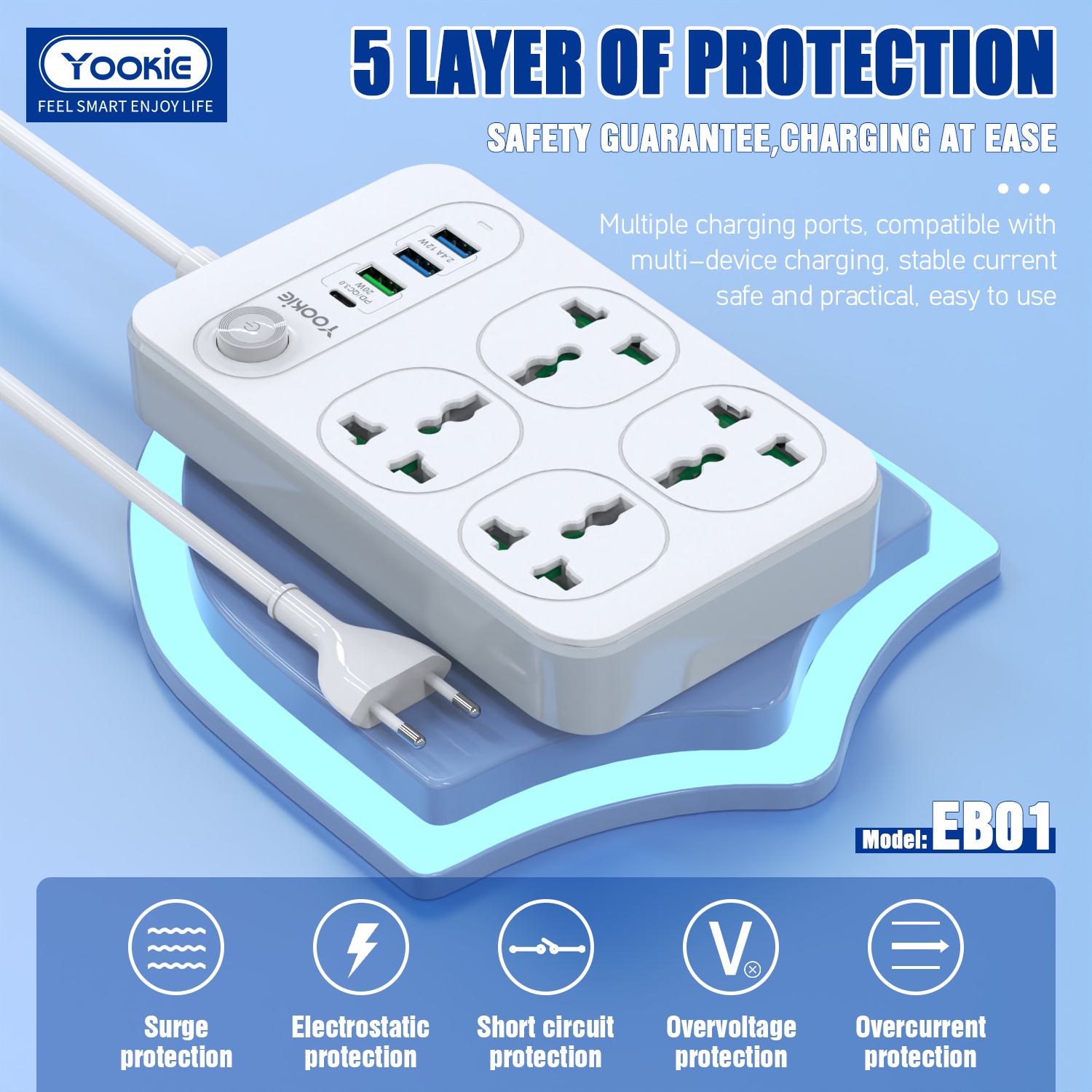 Buy Wholesale China Power Strip, 8 Wide Outlets With 3 Usb And 1